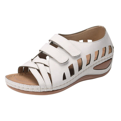 Fashion Velcro Hollow Fish Mouth Sandals - Krosscanada