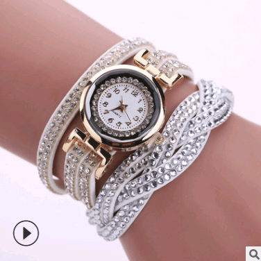 Fashion watch ladies fashion watch, diamond twisted pu belt winding fashion watch - Krosscanada