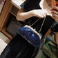 Female Blue Banquet Bag Chain Beads Handbag - Krosscanada