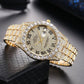 Full Diamond Face Roman Scale Steel Band Watch - Krosscanada