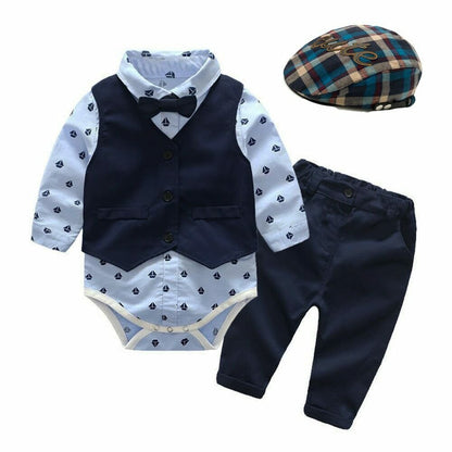 Gentleman's Suit Baby One - piece Romper Long - sleeved Romper - Krosscanada