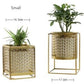Gold Etched Metal Flower Pot - Krosscanada