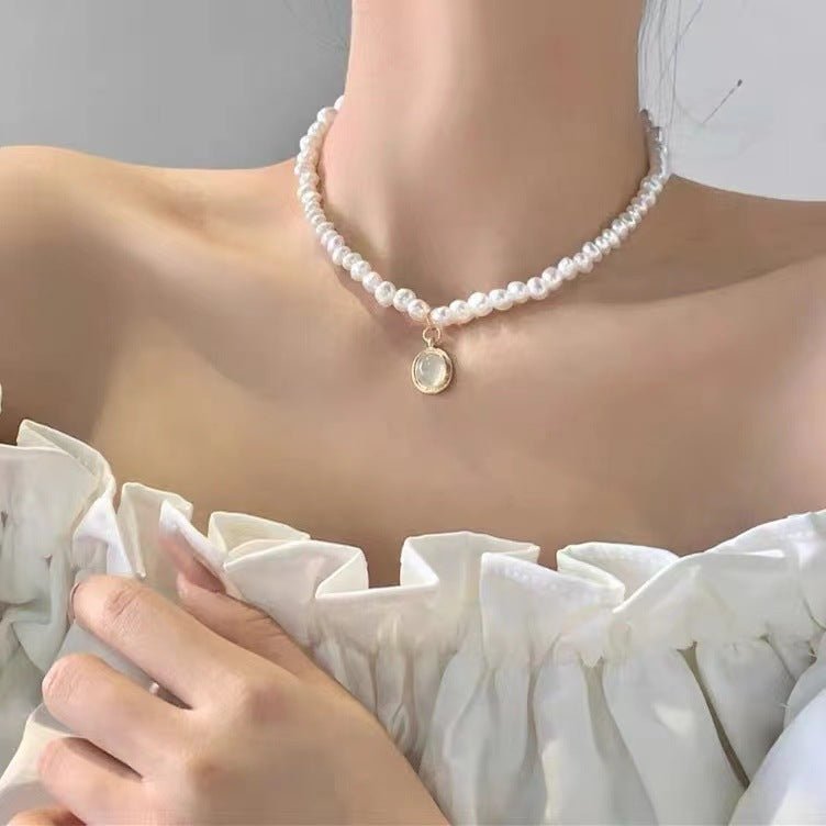 Heart Piece Pearl Necklace Hip Hop Accessory - Krosscanada