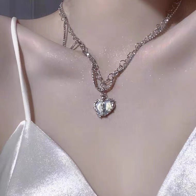 Heart Piece Pearl Necklace Hip Hop Accessory - Krosscanada