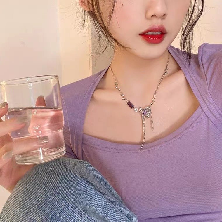 Heart Piece Pearl Necklace Hip Hop Accessory - Krosscanada