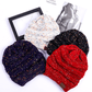 High Bun Ponytail Beanie Hat Chunky Soft Stretch Cable Knit Warm Fuzzy Lined Skull Beanie Acrylic Hats Men And Women - Krosscanada