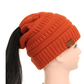 High Bun Ponytail Beanie Hat Chunky Soft Stretch Cable Knit Warm Fuzzy Lined Skull Beanie Acrylic Hats Men And Women - Krosscanada