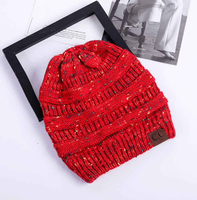 High Bun Ponytail Beanie Hat Chunky Soft Stretch Cable Knit Warm Fuzzy Lined Skull Beanie Acrylic Hats Men And Women - Krosscanada