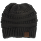 High Bun Ponytail Beanie Hat Chunky Soft Stretch Cable Knit Warm Fuzzy Lined Skull Beanie Acrylic Hats Men And Women - Krosscanada