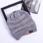 High Bun Ponytail Beanie Hat Chunky Soft Stretch Cable Knit Warm Fuzzy Lined Skull Beanie Acrylic Hats Men And Women - Krosscanada