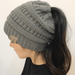High Bun Ponytail Beanie Hat Chunky Soft Stretch Cable Knit Warm Fuzzy Lined Skull Beanie Acrylic Hats Men And Women - Krosscanada
