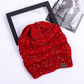 High Bun Ponytail Beanie Hat Chunky Soft Stretch Cable Knit Warm Fuzzy Lined Skull Beanie Acrylic Hats Men And Women - Krosscanada