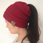 High Bun Ponytail Beanie Hat Chunky Soft Stretch Cable Knit Warm Fuzzy Lined Skull Beanie Acrylic Hats Men And Women - Krosscanada