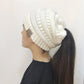 High Bun Ponytail Beanie Hat Chunky Soft Stretch Cable Knit Warm Fuzzy Lined Skull Beanie Acrylic Hats Men And Women - Krosscanada