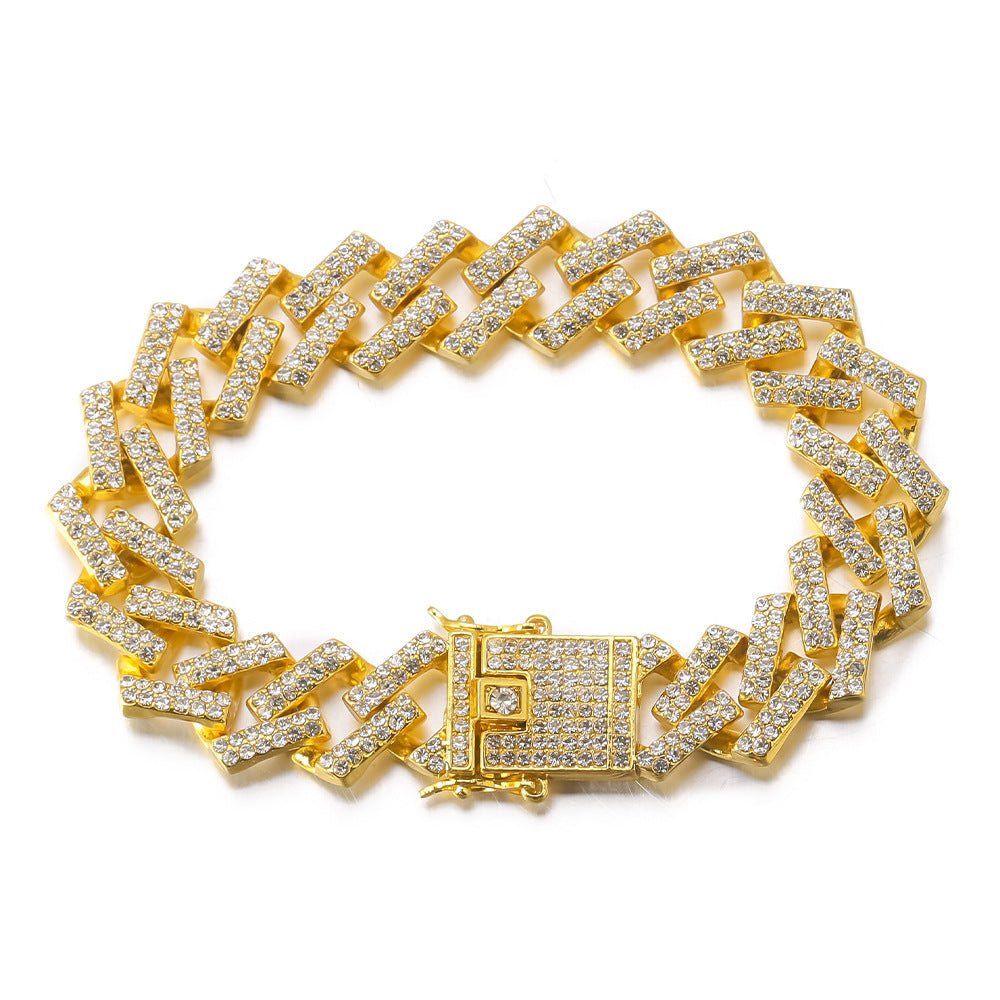 Hip Hop Full Rhinestone Bracelet Necklace - Krosscanada