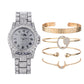 Hip Hop Punk Steel Band Watch Set - Krosscanada
