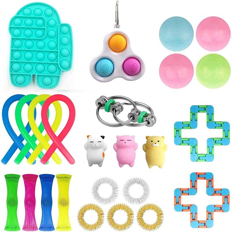idget Toys Set Anti Stress Pop it Box Strings Marble Relief Gift Adults Children Poppit Antis - tress Popit Relief Figet Toy Pack - Krosscanada