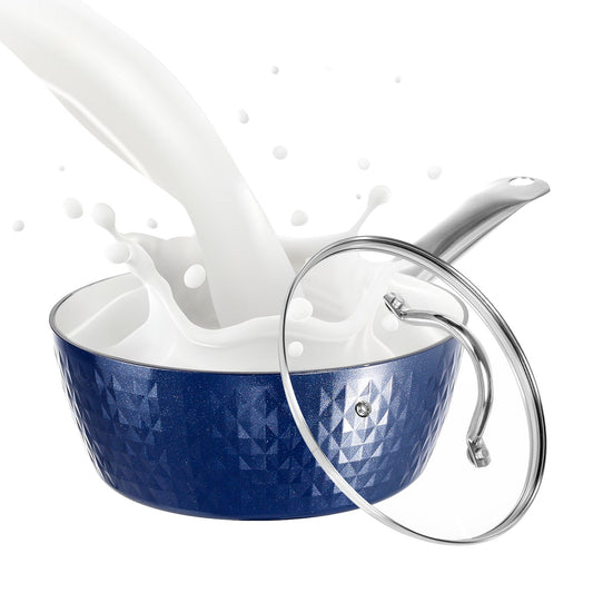 Induction Saucepan with Lid, 18cm/ 1.5L Milk Pan Non Stick Saucepan, Aluminum Ceramic Coating Cooking Pot - PFOA Free with Stainless Steel Handle, Suitable for All Hobs Types, Amazon Banned - Krosscanada