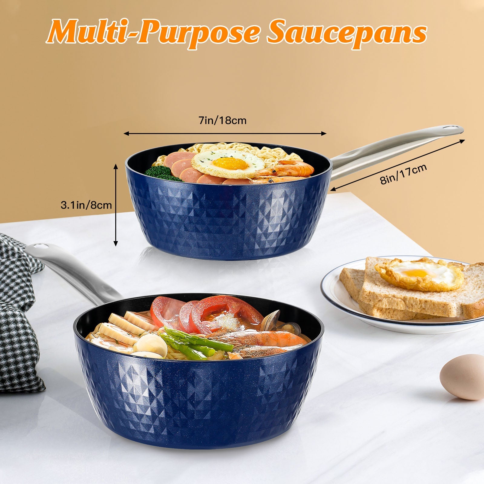 Induction Saucepan with Lid, 20cm/ 1.8L Milk Pan Non Stick Saucepan, Aluminum Ceramic Coating Cooking Pot - PFOA Free with Stainless Steel Handle, Suitable for All Hobs Types, Amazon Banned - Krosscanada