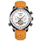 KINYUED Swiss brand men's leather strap, large dial Tourbillon automatic mechanical watch - Krosscanada