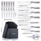 Kitchen Knife Set, 15 Piece Knife Sets with Block, Chef Knives with Non - Slip German Stainless Steel Hollow Handle Cutlery Set with Multifunctional Scissors Knife Sharpener Amazon Platform Banned - Krosscanada