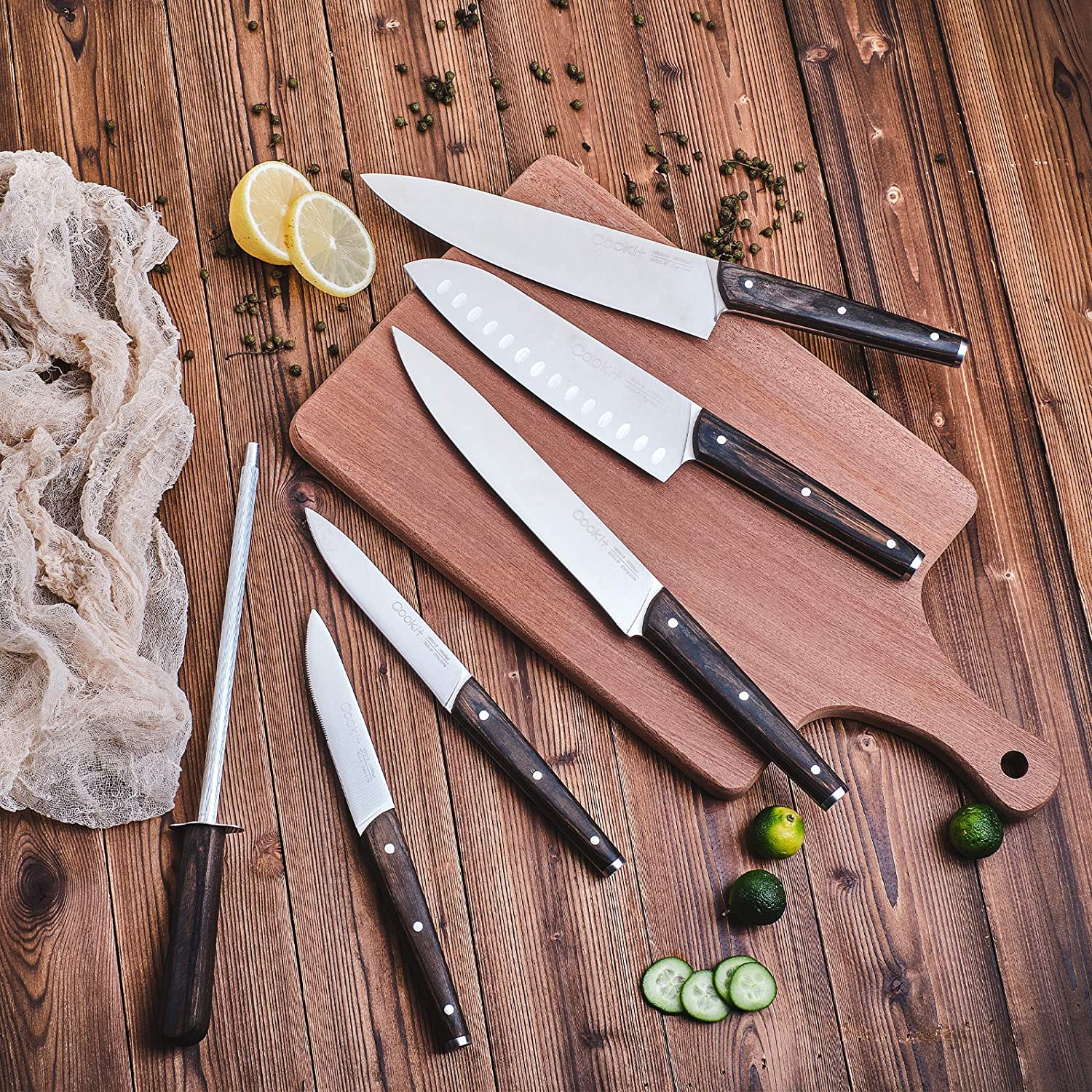 Kitchen Knife Sets, 15 Piece Knife Sets with Block for Kitchen Chef Knife Stainless Steel Knives Set Serrated Steak Knives with Manual Sharpener Knife Amazon Platform Banned - Krosscanada