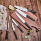 Knife Block with Knife, 9 - Piece Kitchen Knife Set Sharp with Acrylic Block Holder, Wooden Handle with Manual Sharpener, Peeling Scissors - Best Cutlery Set Gift Amazon Platform Banned - Krosscanada