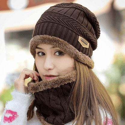 Knit Hat Female Winter ThickeningCap Warm Earmuffscap Head Outdoor Cycling Korean Version Of The Tide Collar Wool Hat - Krosscanada