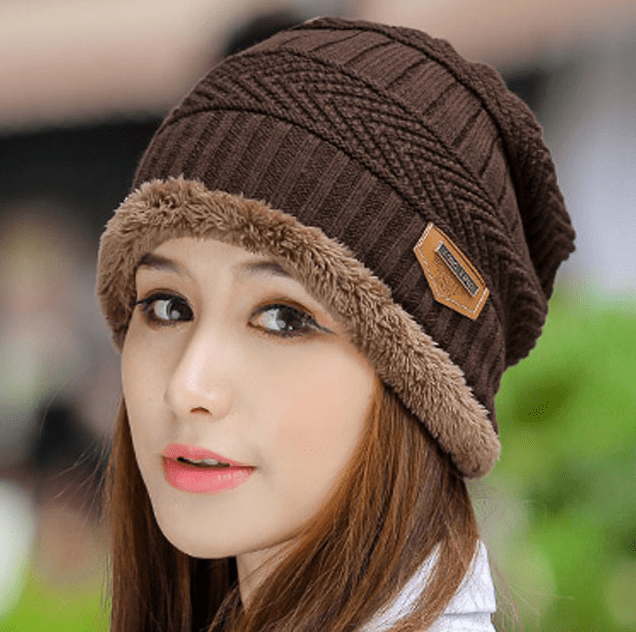 Knit Hat Female Winter ThickeningCap Warm Earmuffscap Head Outdoor Cycling Korean Version Of The Tide Collar Wool Hat - Krosscanada