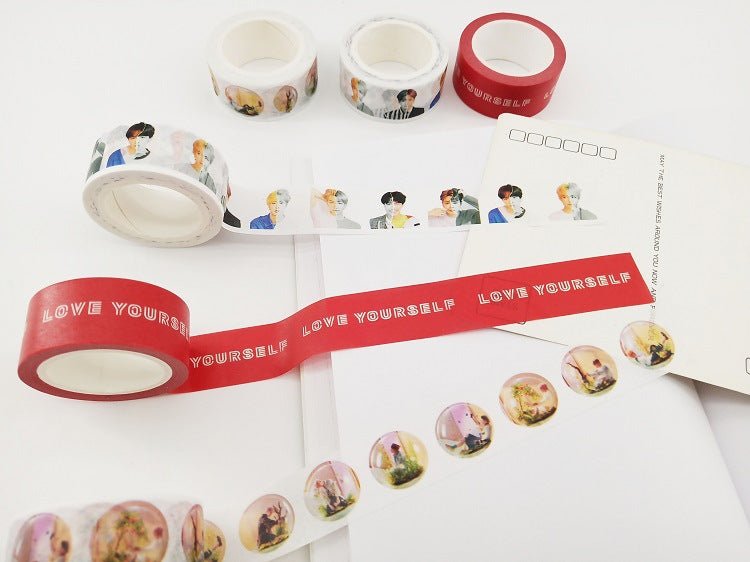 Kpop Cute Washi Tape Love Yourself Answer Paper Masking Scrapbook Notebook Sticker DIY 2CM 10M - Krosscanada
