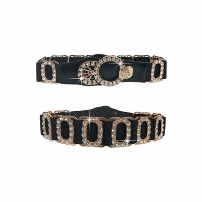 Ladies Elastic Belt Accessories Decorative Rhinestone Belt - Krosscanada