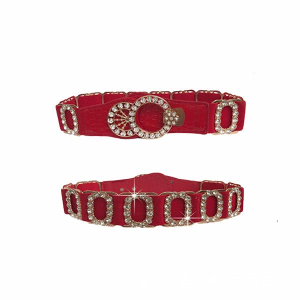 Ladies Elastic Belt Accessories Decorative Rhinestone Belt - Krosscanada