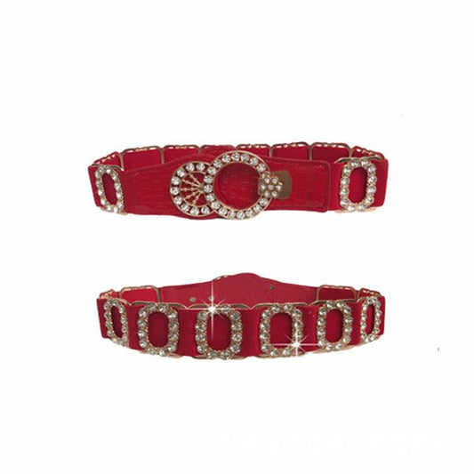 Ladies Elastic Belt Accessories Decorative Rhinestone Belt - Krosscanada