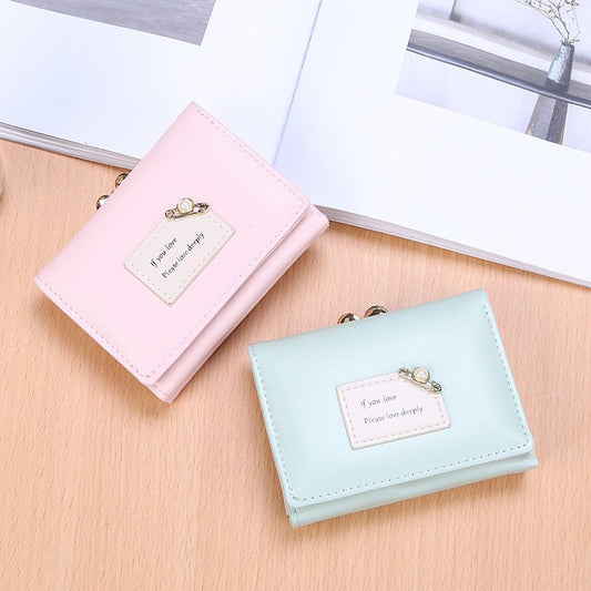 Ladies Simple Leather Short Folding Wallet - Krosscanada