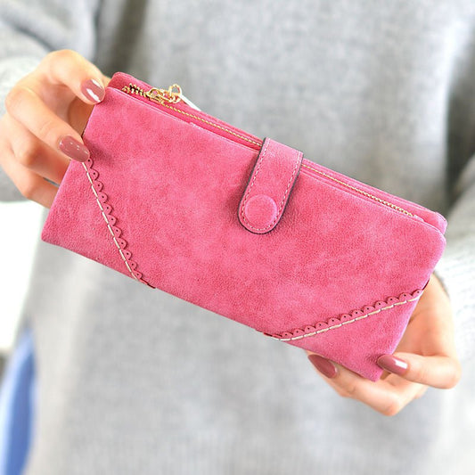 Lady purse 2021 female long lace lace buckle zipper multifunction large volume Purse Leather Wallet hand - Krosscanada