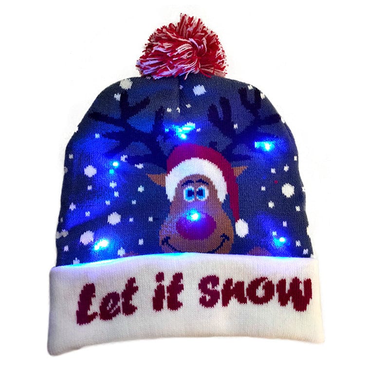 LED Christmas Hat Sweater Knitted Beanie Christmas Light Up Knitted Hat Christmas Gift Adult Kids Xmas 2022 New Year Decorations - Krosscanada