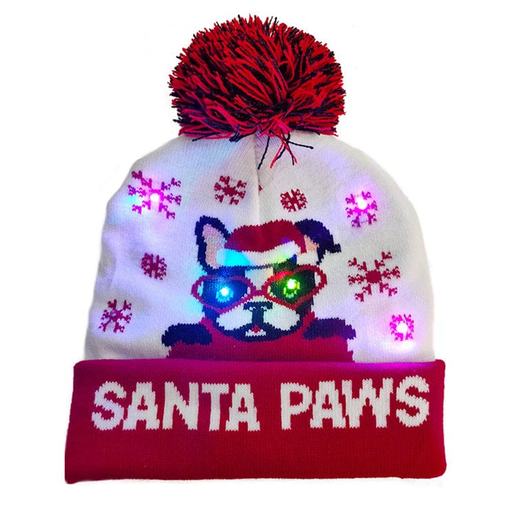 LED Christmas Hat Sweater Knitted Beanie Christmas Light Up Knitted Hat Christmas Gift Adult Kids Xmas 2022 New Year Decorations - Krosscanada