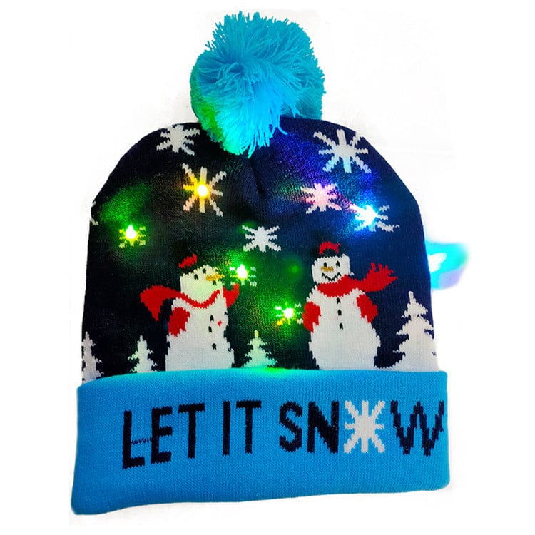 LED Christmas Hat Sweater Knitted Beanie Christmas Light Up Knitted Hat Christmas Gift Adult Kids Xmas 2022 New Year Decorations - Krosscanada