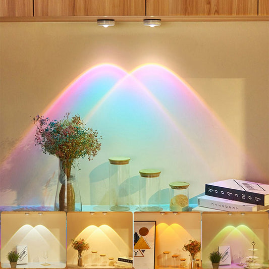 Led Lights Wireless Closet Kitchen Lights Under Furniture Battery Powered Sunset Nightlight Wall Lamp Bedroom Decoration Cabinet - Krosscanada