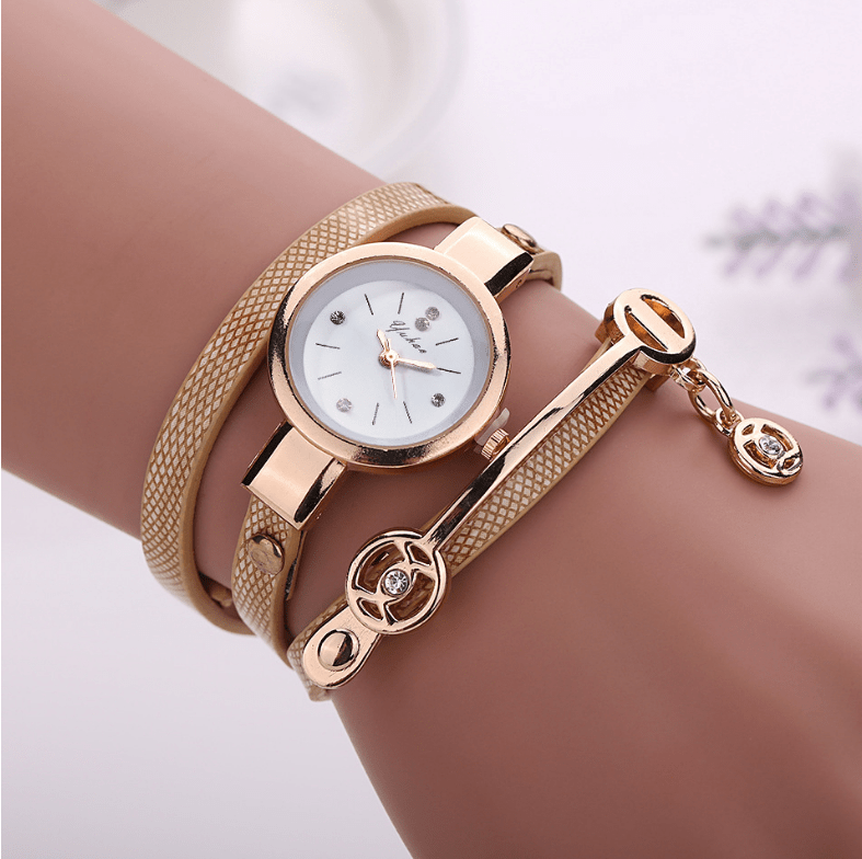 Long - chain thin strap watch quartz watch Three - ring winding bracelet watch - Krosscanada