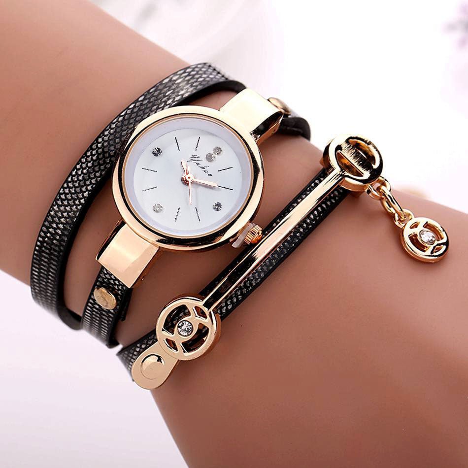 Long - chain thin strap watch quartz watch Three - ring winding bracelet watch - Krosscanada