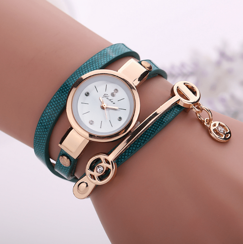 Long - chain thin strap watch quartz watch Three - ring winding bracelet watch - Krosscanada