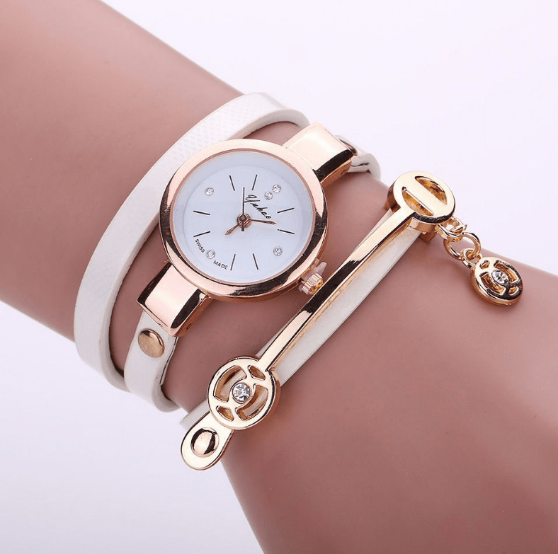 Long - chain thin strap watch quartz watch Three - ring winding bracelet watch - Krosscanada