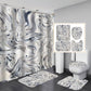 Marble White Shower Curtain Set With Non Slip Rug Bath Mat Carpet Modern Bathroom - Krosscanada