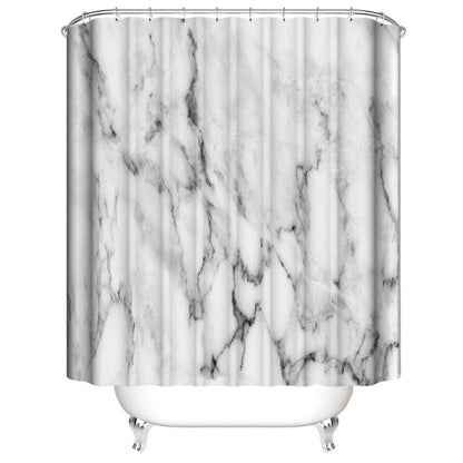 Marble White Shower Curtain Set With Non Slip Rug Bath Mat Carpet Modern Bathroom - Krosscanada