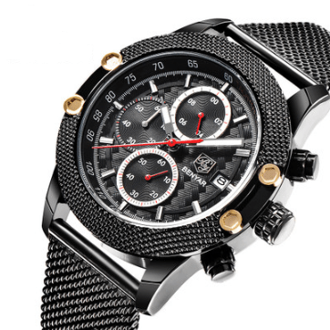 Men's Quartz Watch Sports Calendar Wire Mesh with Men's Quartz Watch - Krosscanada