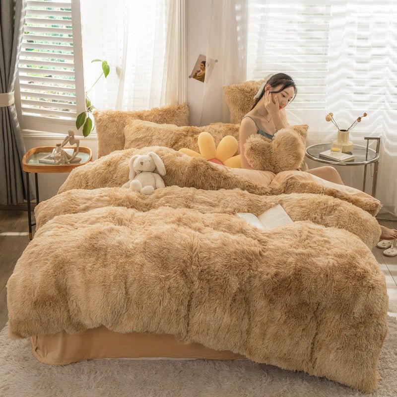 Mink Velvet Four - piece Printing Thickened Warm Bedding - Krosscanada