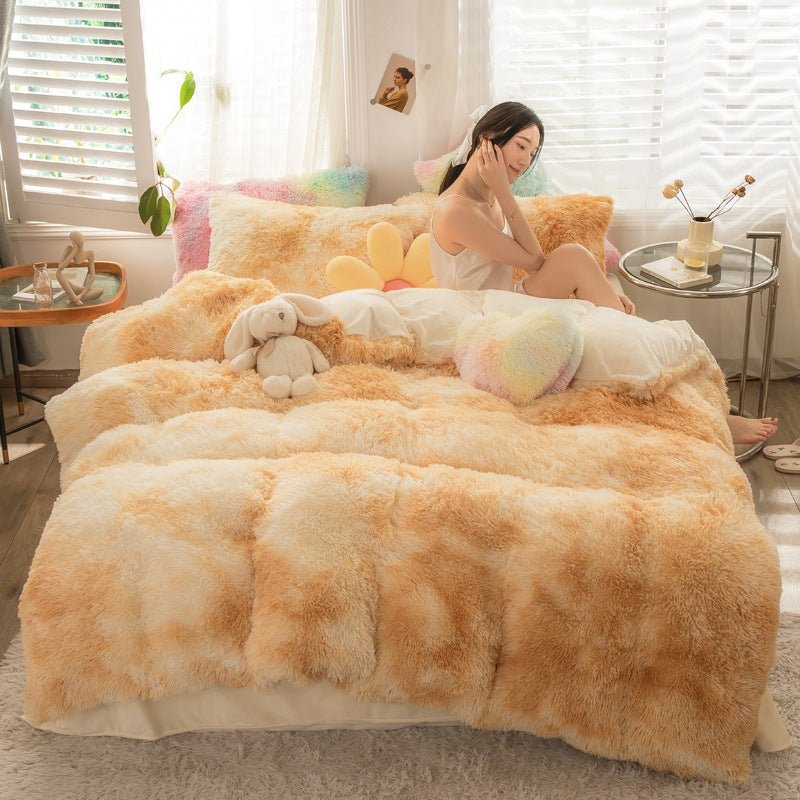 Mink Velvet Four - piece Printing Thickened Warm Bedding - Krosscanada
