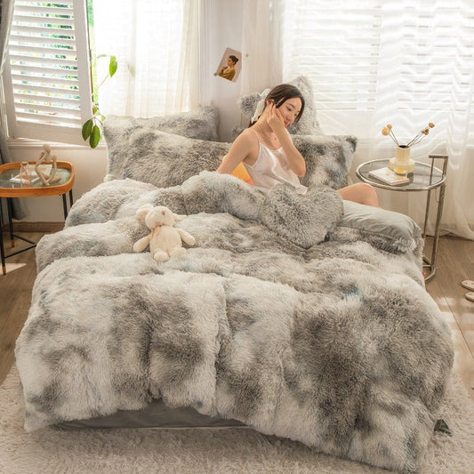 Mink Velvet Four - piece Printing Thickened Warm Bedding - Krosscanada