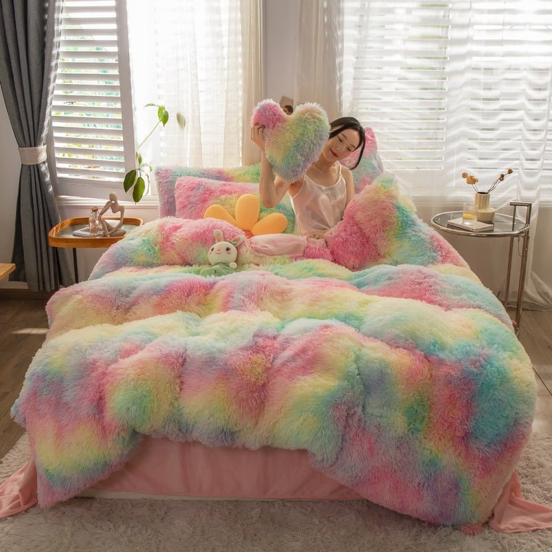 Mink Velvet Four - piece Printing Thickened Warm Bedding - Krosscanada